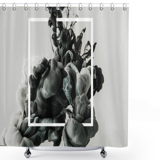 Personality  Design With Flowing Black And White Ink In Square Frame, Isolated On Gray Shower Curtains