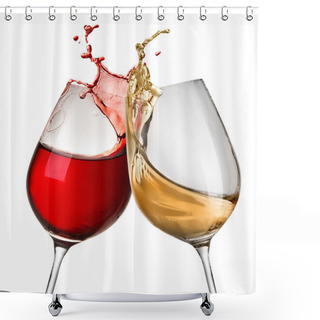 Personality  Splashes Of Wine In Two Wineglasses Shower Curtains