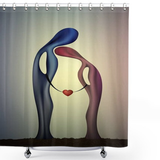 Personality  Marriage Icon, Two People In Love, Blue Man And Red Woman In Love, Surrealistic Romantic Dream, Shower Curtains