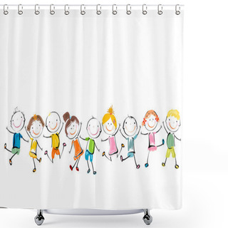 Personality  Happy Kids Playing Shower Curtains