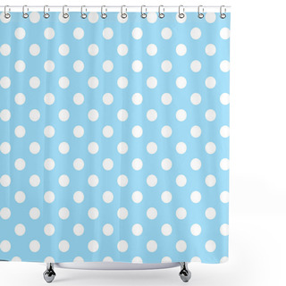 Personality  Seamless Pattern, Vector Includes Swatch That Seamlessly Fills Any Shape, Large White Polka Dots On Pastel Aqua Background Shower Curtains