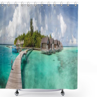 Personality  Tropical Island, Gangehi Island, Ari Atoll, Indian Ocean, Maldives, Asia Shower Curtains