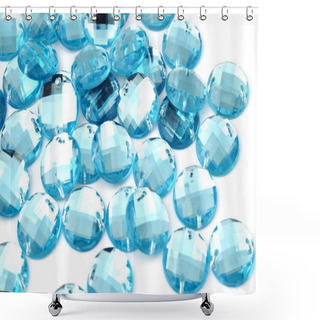 Personality  Blue Rhinestone On White Background Shower Curtains