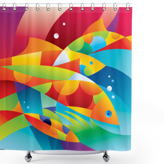 Personality  Abstract Colorful Fishes Near The Coral Reef Shower Curtains