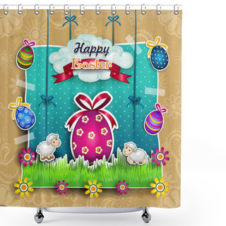 Personality  Easter Egg With Cartoon Sheep Shower Curtains