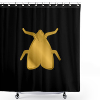 Personality  Big Fly Gold Plated Metalic Icon Or Logo Vector Shower Curtains