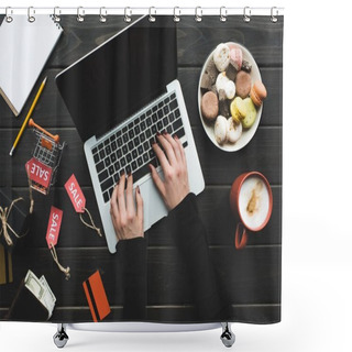 Personality  Online Shopping With Laptop Shower Curtains
