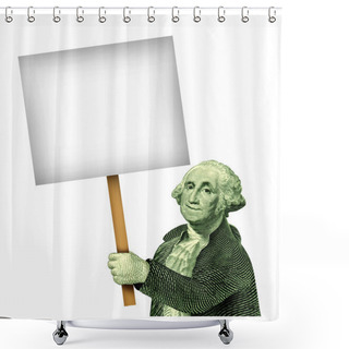 Personality  George Washington Holding A Sign Shower Curtains