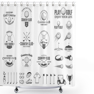 Personality  Golf Country Club Logo, Labels, Icons And Design Elements Shower Curtains