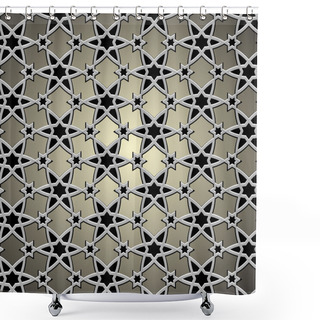 Personality  Metallic Pattern On Islamic Motif Shower Curtains