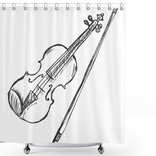 Personality  Vector Sketch Violin With Fiddle-bow Shower Curtains