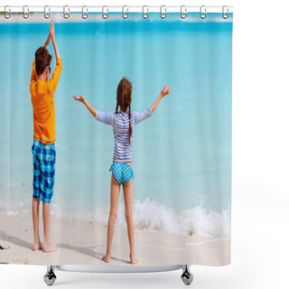 Personality  Kids At Beach Shower Curtains