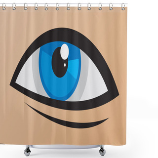 Personality  Human Beautiful Blue Eye Logo Template Shower Curtains