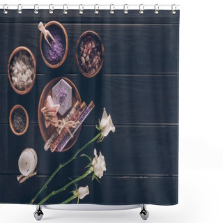 Personality  Spa Treatment With White Roses  Shower Curtains