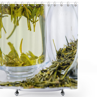 Personality  Traditional Green Tea Lung Ching, Close-up, Shallow DOF Shower Curtains