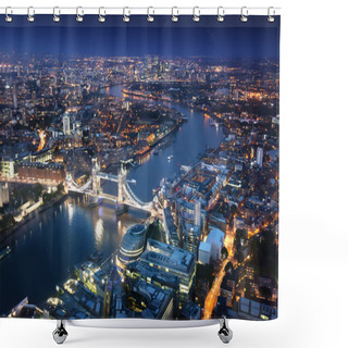 Personality  London At Night With Urban Architectures And Tower Bridge Shower Curtains