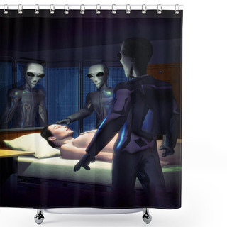 Personality  Ufo Alien Abduction Shower Curtains