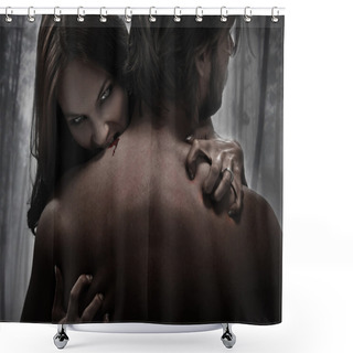 Personality  Woman Vampire Bite Shower Curtains