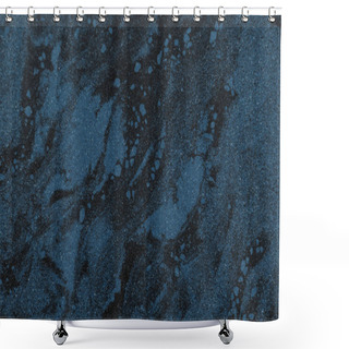 Personality  Close-up View Of Black And Blue Marble Textured Background       Shower Curtains