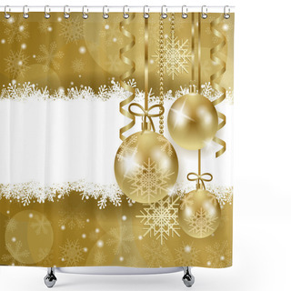 Personality  Christmas Background With Golden Baubles Shower Curtains