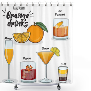 Personality  Orange Drinks Set B52 Mimosa Negroni Sidecar Old Fashioned Shower Curtains