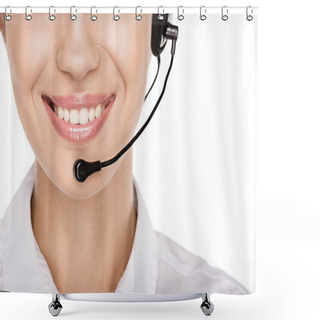 Personality  Female Operator With Headset Shower Curtains