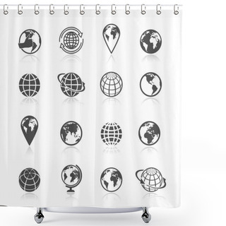 Personality  Globe Earth Icons Shower Curtains
