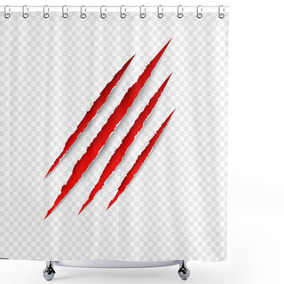 Personality  Claws Scratches. Vector Red Scratch Set Isolated On Transparent Background. Shower Curtains