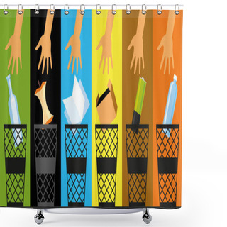 Personality  Separate Waste Collection Shower Curtains