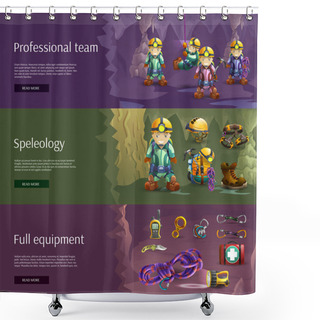 Personality  Speleology Interactive 3d Banners Set Shower Curtains