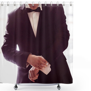 Personality  Portrait Of Elegant  Groom Shower Curtains
