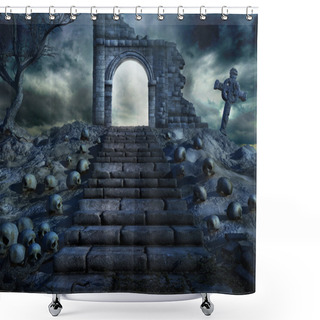 Personality  Stairs To The Ruined Temple Shower Curtains