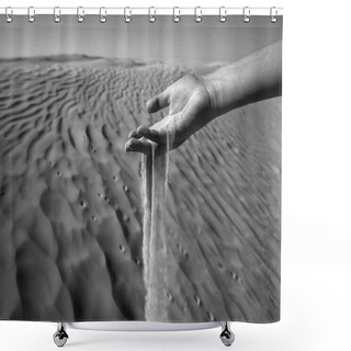 Personality  Womans Hand In The Sand Black And White Shower Curtains