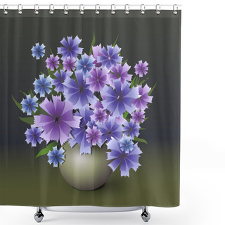 Personality  Vector Bouquet Of Cornflower. Shower Curtains