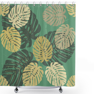 Personality  Pattern With Tropical Leaves Of Monstera Shower Curtains