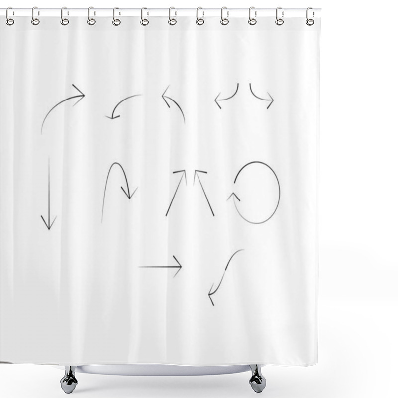 Personality   Black Arrows In Different Directions Isolated On White Shower Curtains
