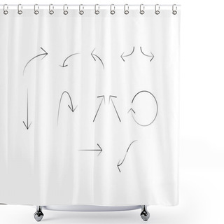Personality   Black Arrows In Different Directions Isolated On White Shower Curtains