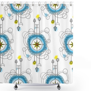 Personality  Compass Seamless Pattern Shower Curtains