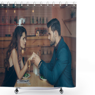 Personality  Couple Having Romantic Dinner Shower Curtains