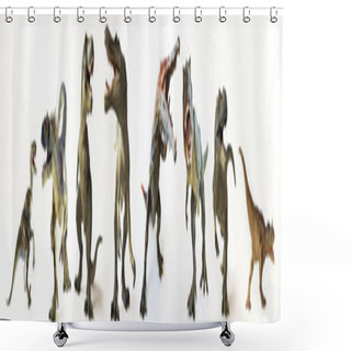 Personality  A Group Of Eight Dinosaurs In A Row Shower Curtains