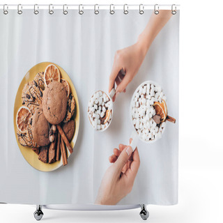 Personality  Hands With Cacao And Cookies Shower Curtains
