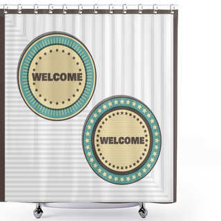 Personality  Vintage Labels Vector Illustration  Shower Curtains