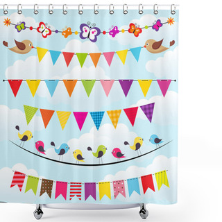 Personality  Bunting And Garland Set On The Sky Shower Curtains