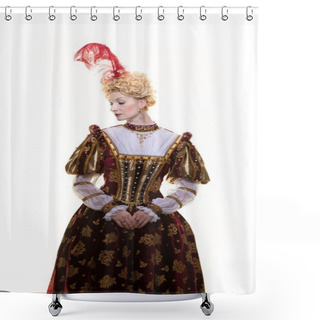 Personality  Haughty Queen In Royal Dress Isolated On White Shower Curtains