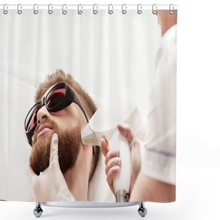 Personality  Man Receiving Laser Skin Care Shower Curtains