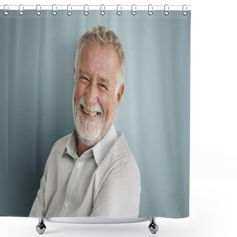 Personality  Elderly Man Smiling shower curtains