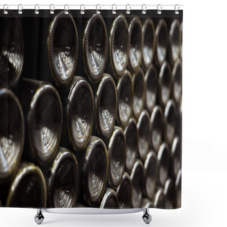 Personality  Close Up View Of Wall Made Of Wine Bottles Shower Curtains