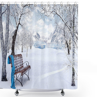 Personality  Winter Background With Snow Shower Curtains