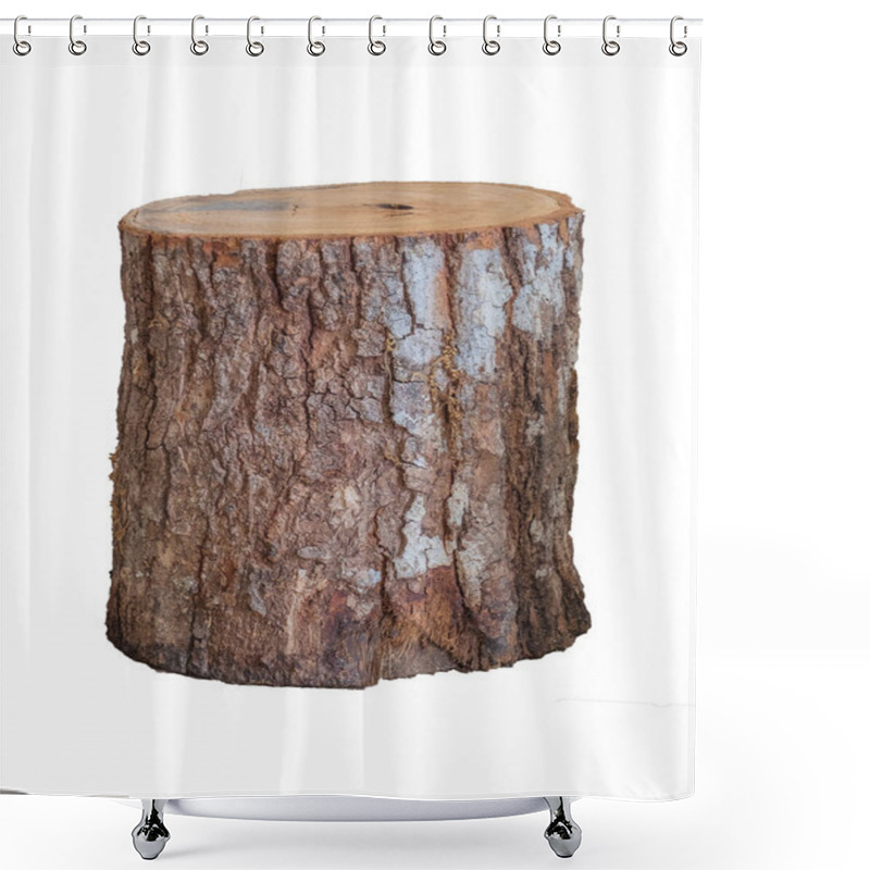 Personality  Isolated Grunge Log Stool Or Chair Craft Artisan Handmade Furniture On White Background. Shower Curtains