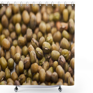 Personality  Close Up View Of Uncooked Green Moong Beans Shower Curtains